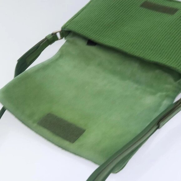 PRADA Shoulder Bag Knitted Fabrics Green Silver Auth 93808 - Picture 10 of 16